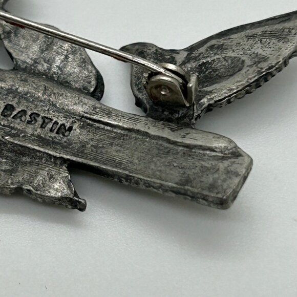 Pewter Bird Brooch M Bastian Vintage Pin 1999 Nature-Inspired Design - Picture 15 of 16